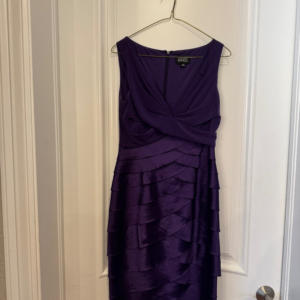 Adrianna Papell Jersey & Charmeuse Shutter Pleat Dress, size 4